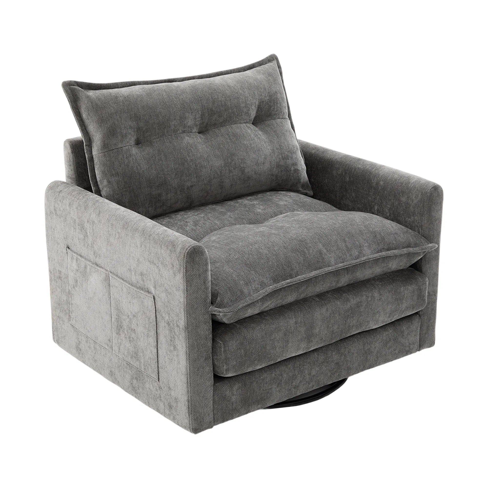 Swivel Barrel Accent Chair, Mid-Century Modern Armchair with Padded Seat