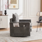 Swivel Barrel Accent Chair, Mid-Century Modern Armchair with Padded Seat