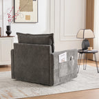 Swivel Barrel Accent Chair, Mid-Century Modern Armchair with Padded Seat