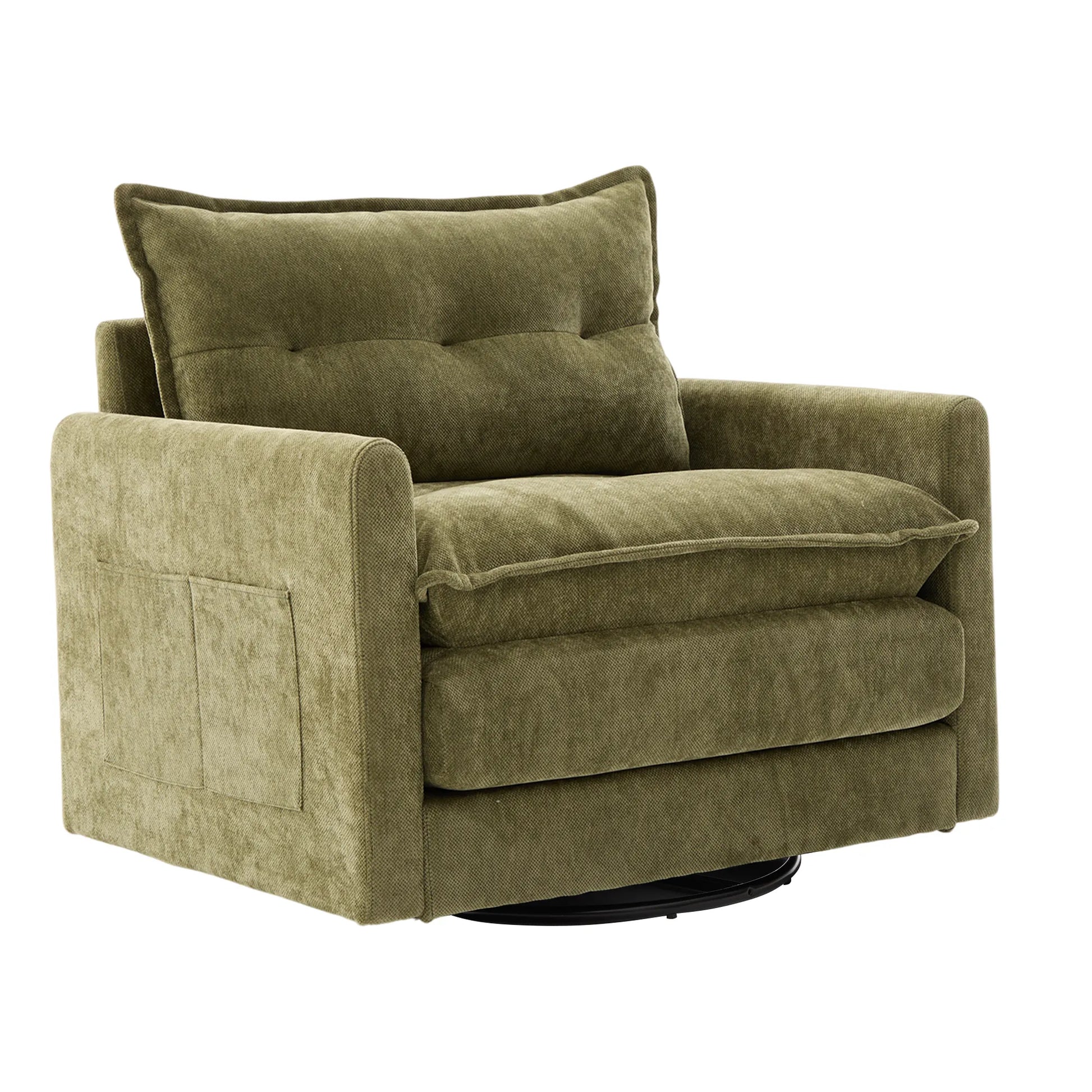 Swivel Barrel Accent Chair, Mid-Century Modern Armchair with Padded Seat