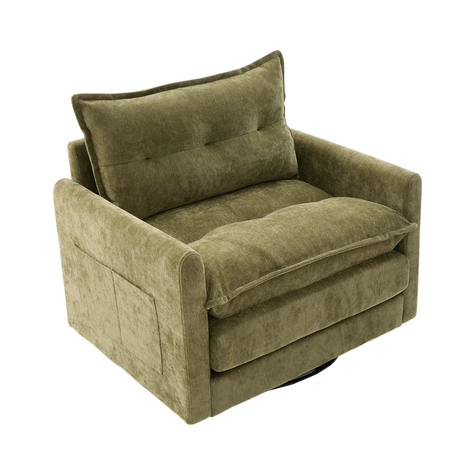 Swivel Barrel Accent Chair, Mid-Century Modern Armchair with Padded Seat