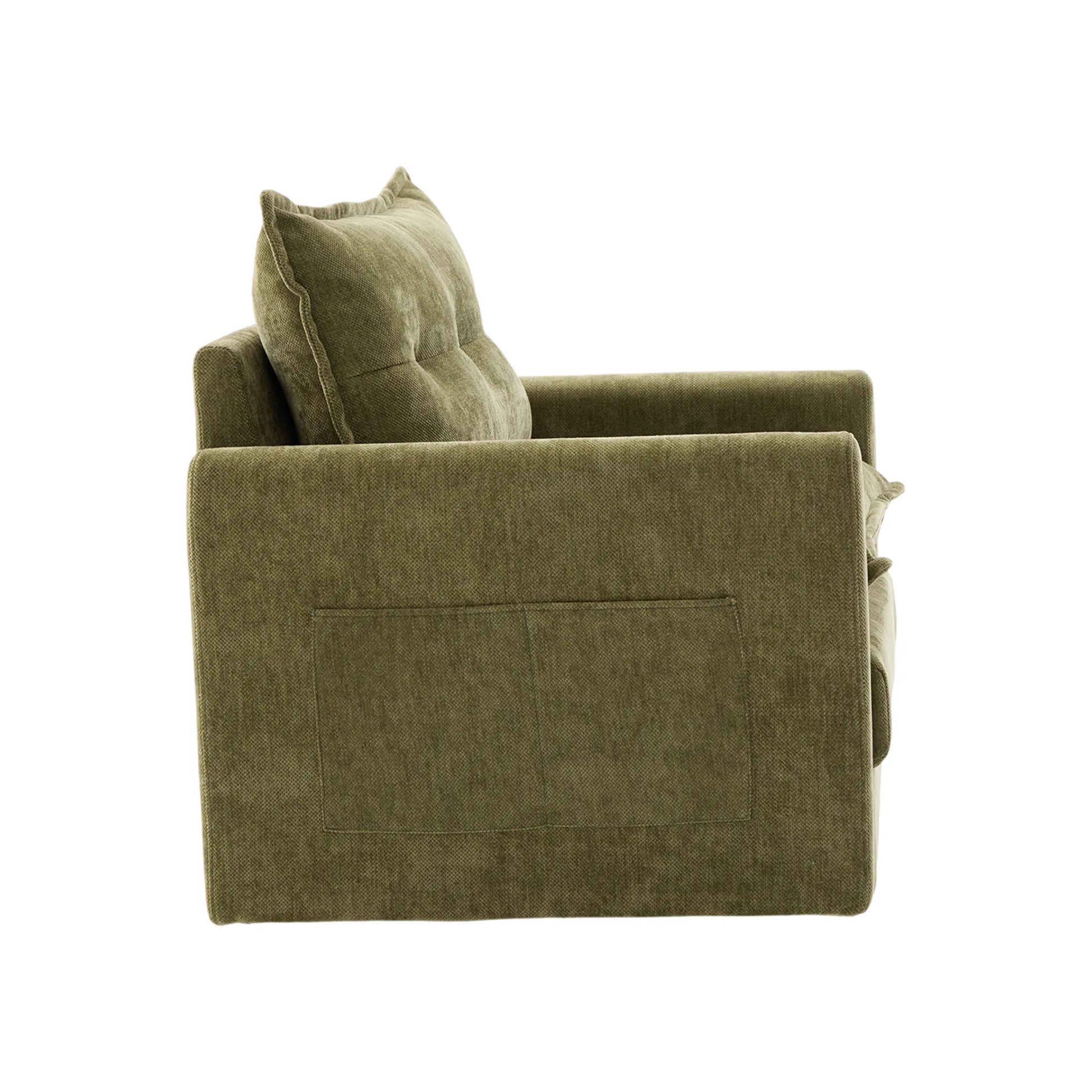 Swivel Barrel Accent Chair, Mid-Century Modern Armchair with Padded Seat