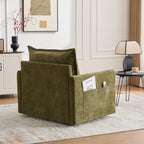 Swivel Barrel Accent Chair, Mid-Century Modern Armchair with Padded Seat