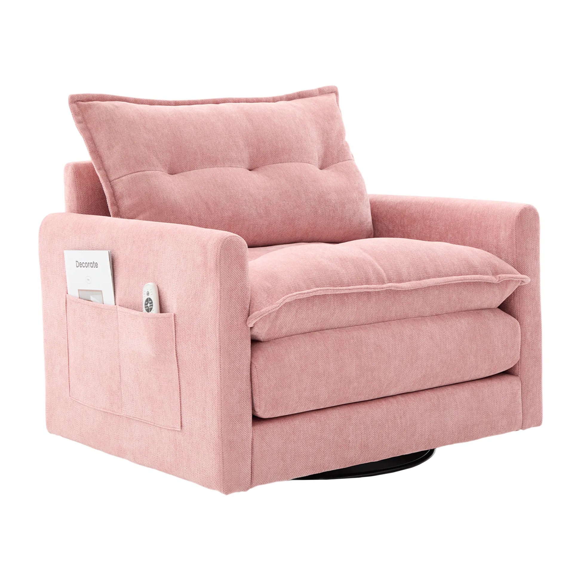 Swivel Barrel Accent Chair, Mid-Century Modern Armchair with Padded Seat