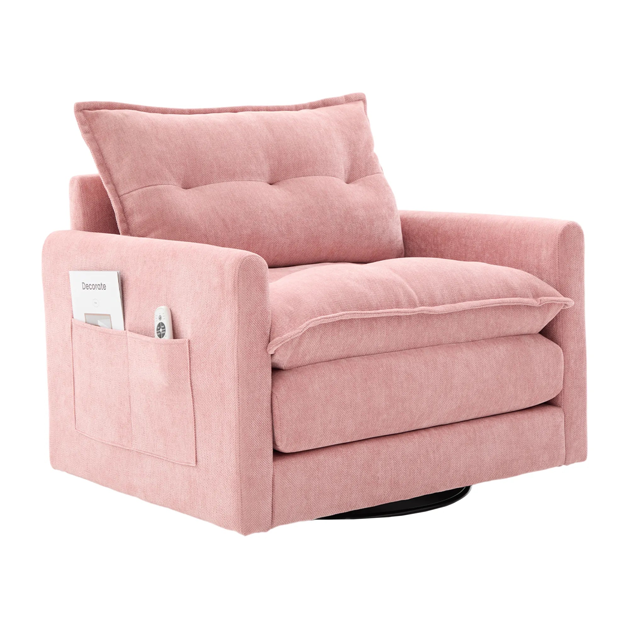 Swivel Barrel Accent Chair, Mid-Century Modern Armchair with Padded Seat