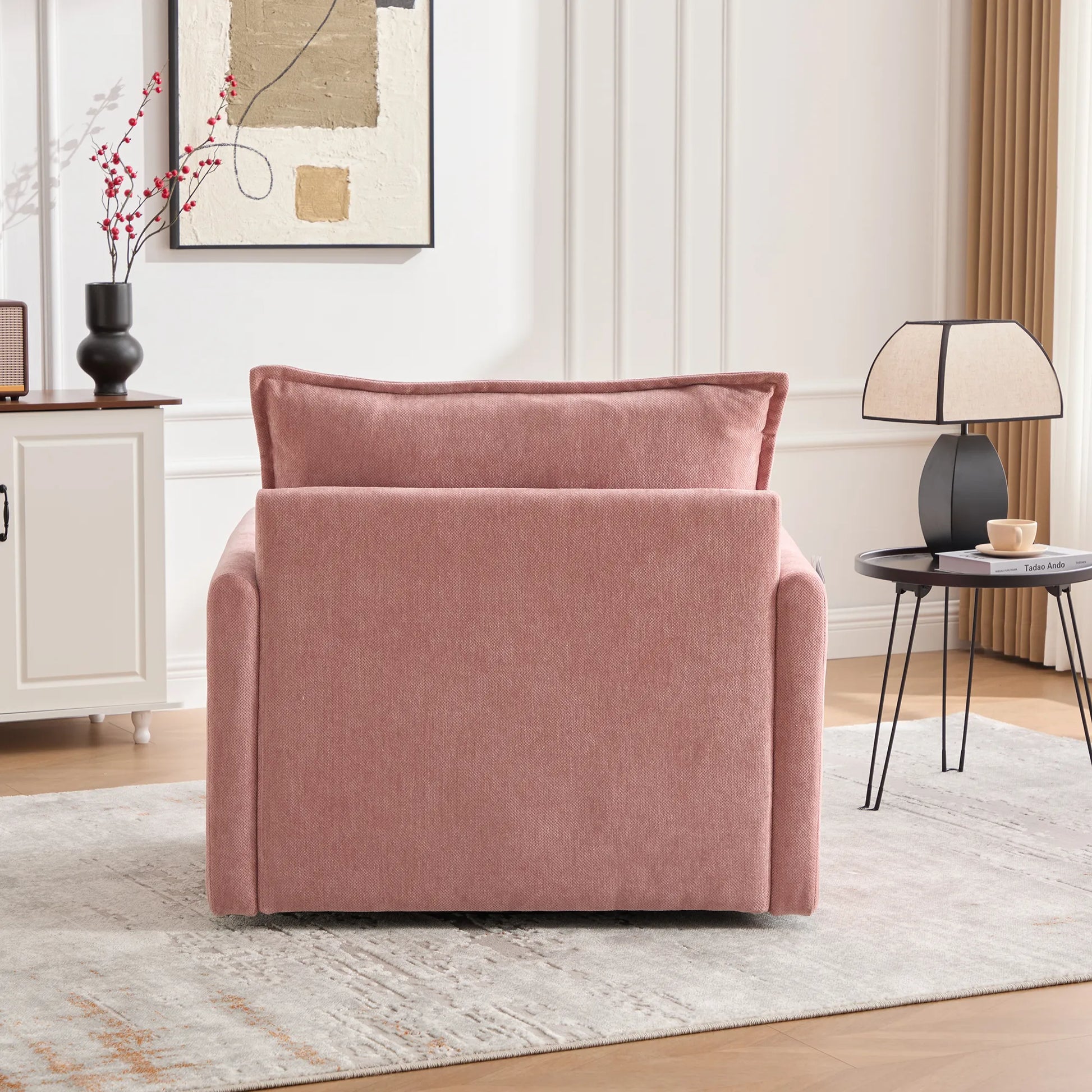 Swivel Barrel Accent Chair, Mid-Century Modern Armchair with Padded Seat