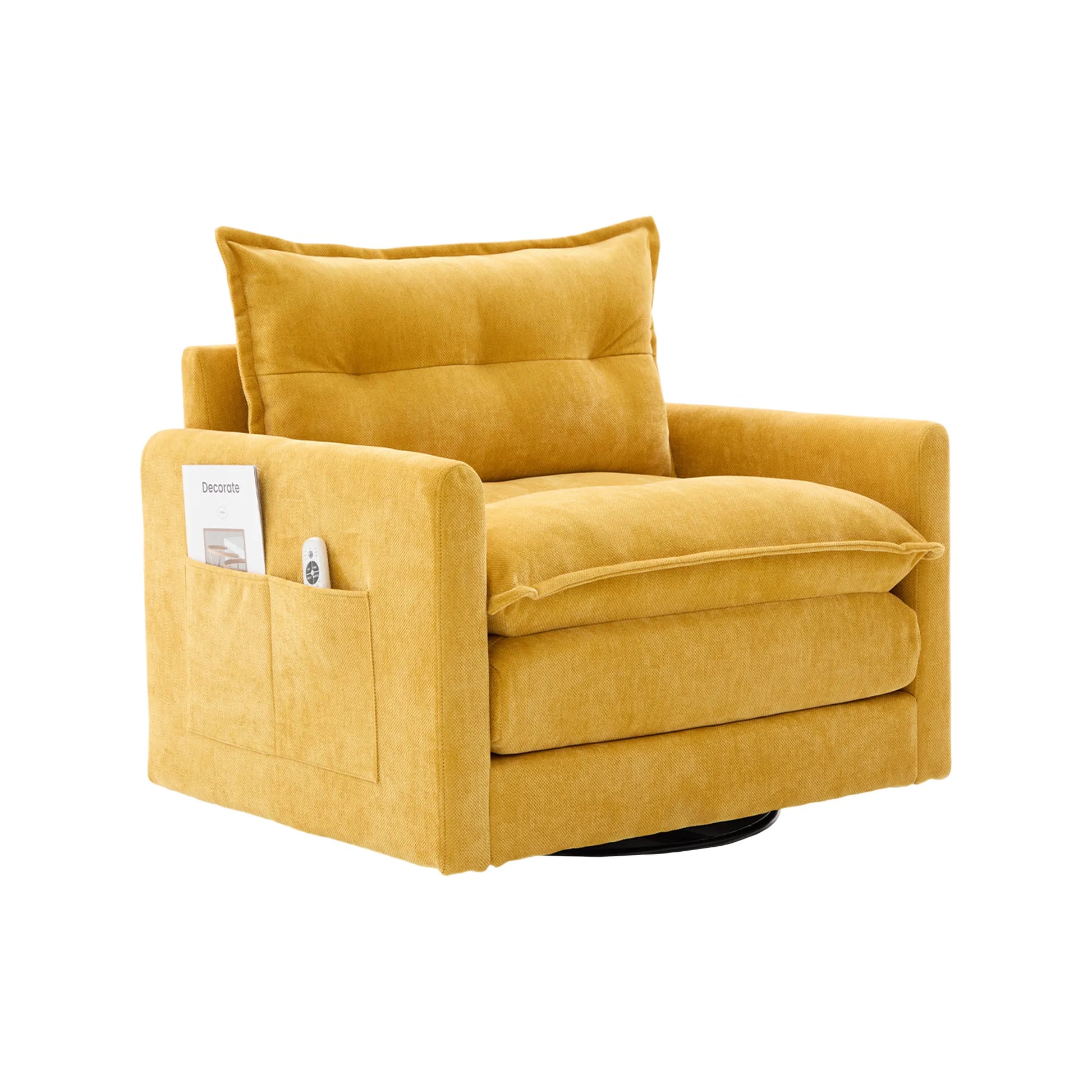 Swivel Barrel Accent Chair, Mid-Century Modern Armchair with Padded Seat