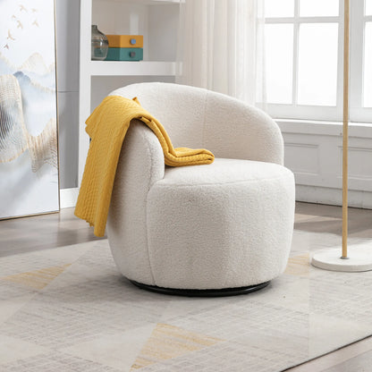 Teddy Fabric Upholstered Barrel Modern Swivel Accent Chair
