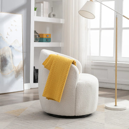 Teddy Fabric Upholstered Barrel Modern Swivel Accent Chair