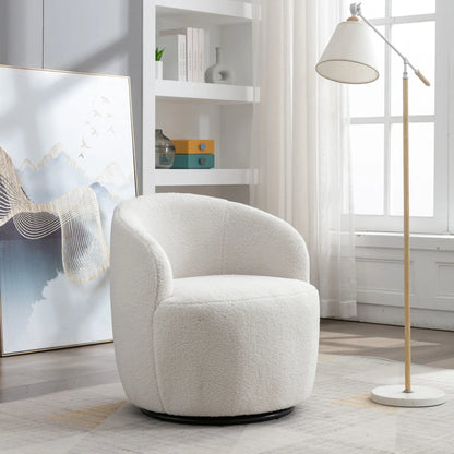 Teddy Fabric Upholstered Barrel Modern Swivel Accent Chair