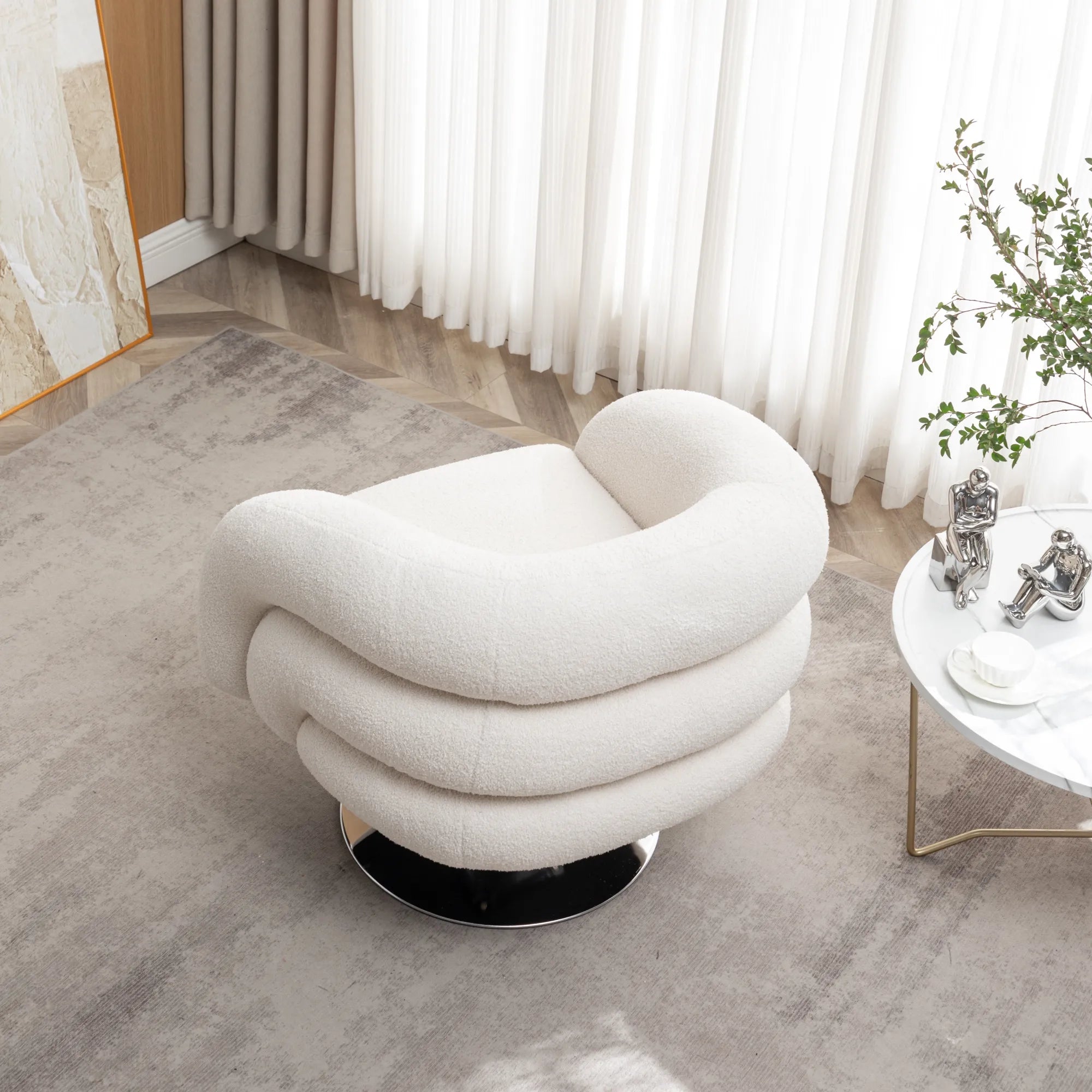 Teddy Fluffy Upholstered Modern Swivel Accent Chair