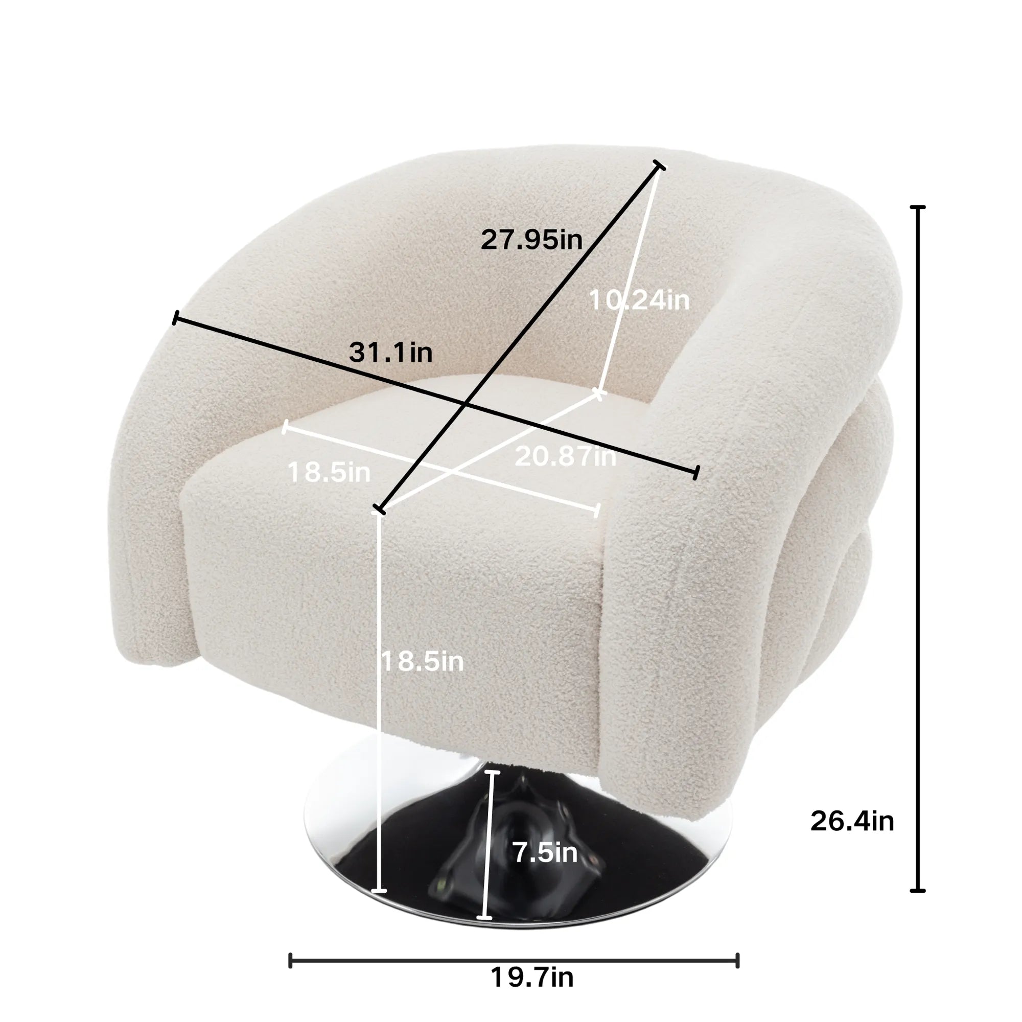 Teddy Fluffy Upholstered Modern Swivel Accent Chair