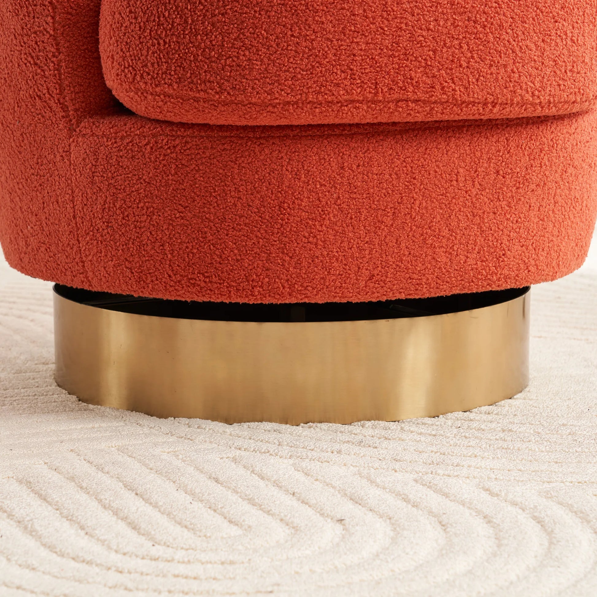 Teddy Swivel Barrel Chair, Accent Chairs with Gold Stainless Steel Base
