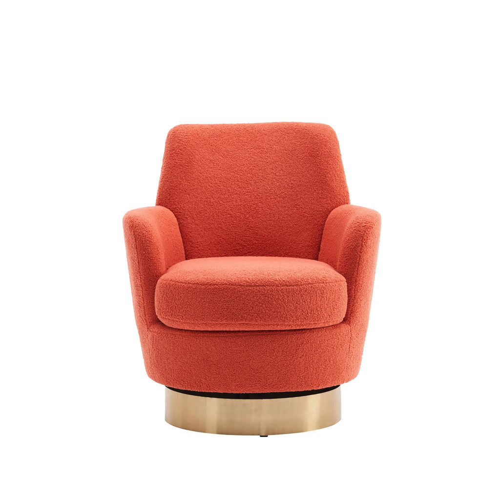 Teddy Swivel Barrel Chair, Accent Chairs with Gold Stainless Steel Base
