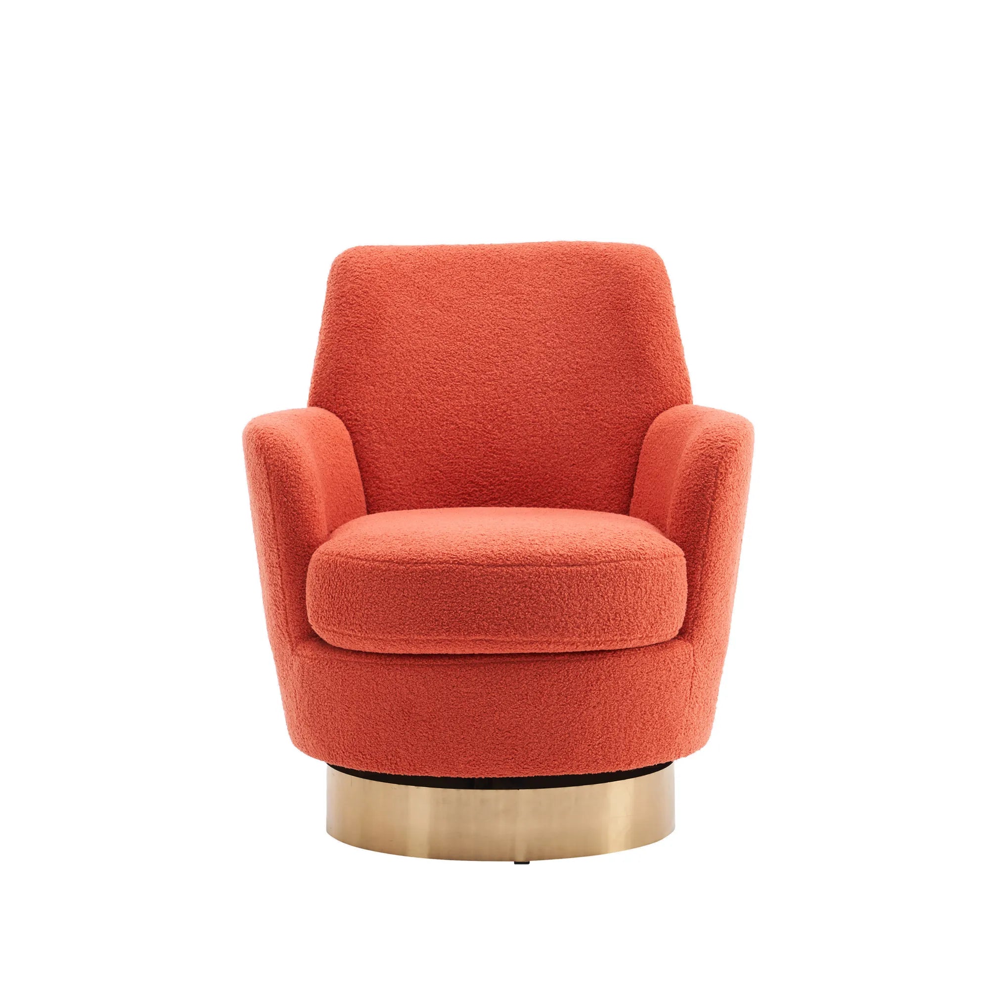 Teddy Swivel Barrel Chair, Accent Chairs with Gold Stainless Steel Base