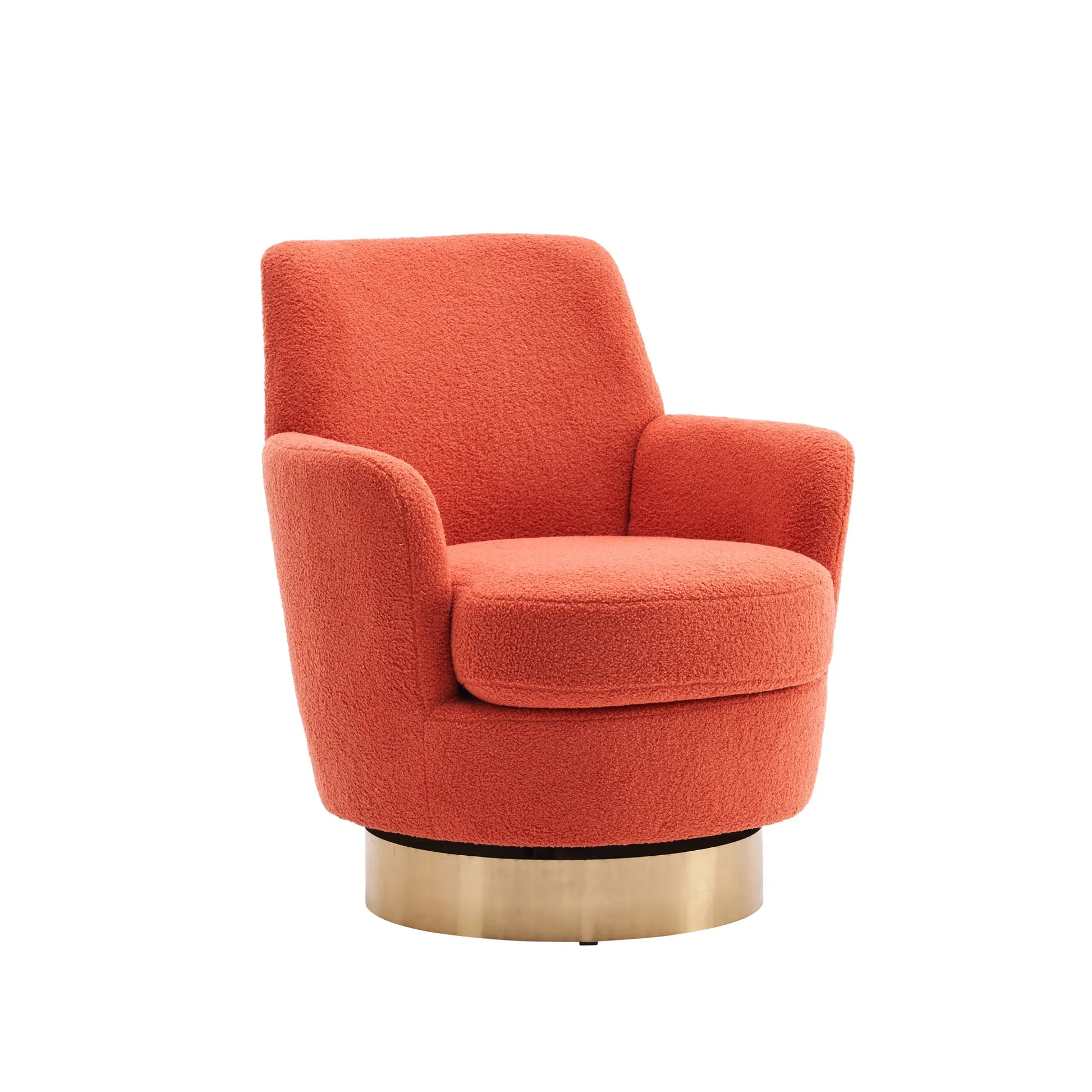 Teddy Swivel Barrel Chair, Accent Chairs with Gold Stainless Steel Base
