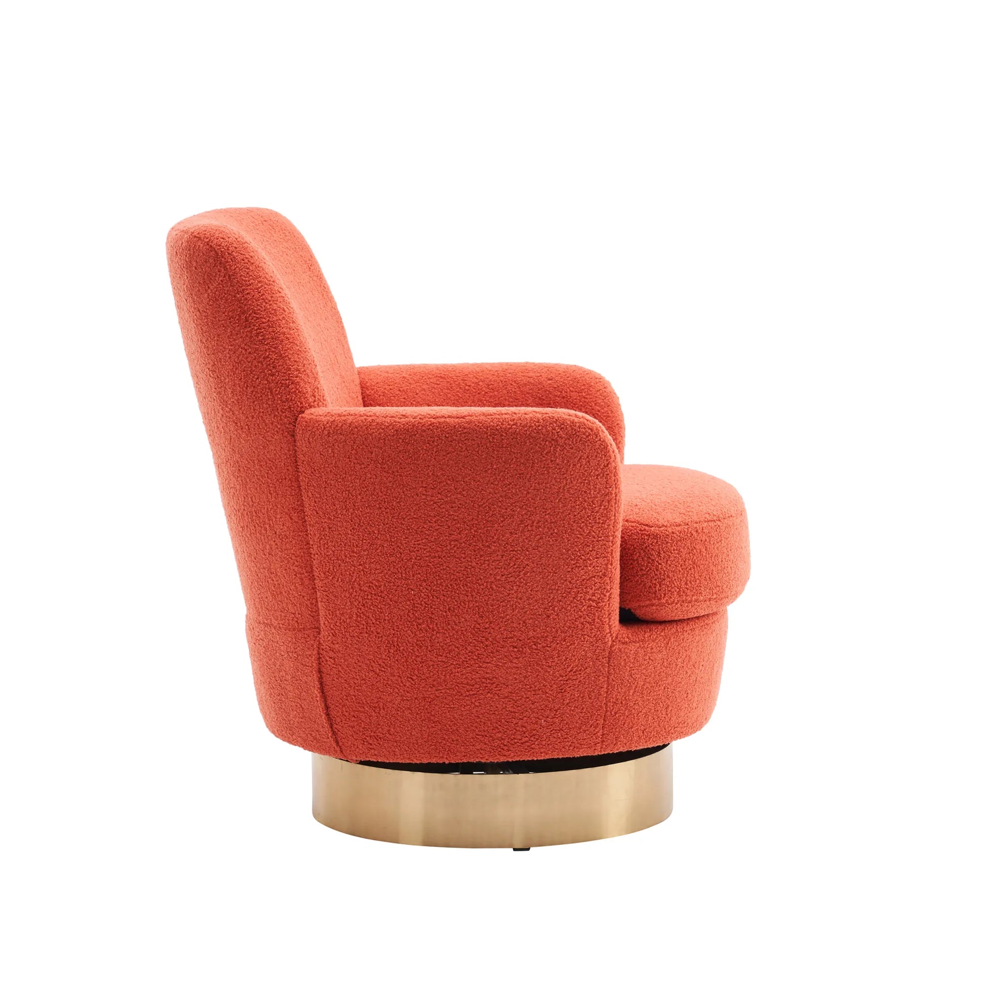 Teddy Swivel Barrel Chair, Accent Chairs with Gold Stainless Steel Base