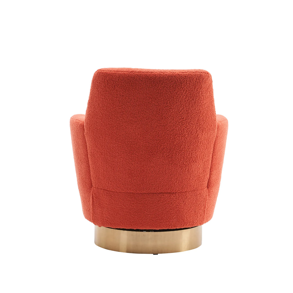 Teddy Swivel Barrel Chair, Accent Chairs with Gold Stainless Steel Base