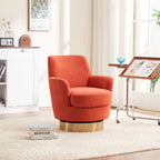 Teddy Swivel Barrel Chair, Accent Chairs with Gold Stainless Steel Base