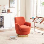 Teddy Swivel Barrel Chair, Accent Chairs with Gold Stainless Steel Base