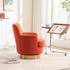 Teddy Swivel Barrel Chair, Accent Chairs with Gold Stainless Steel Base