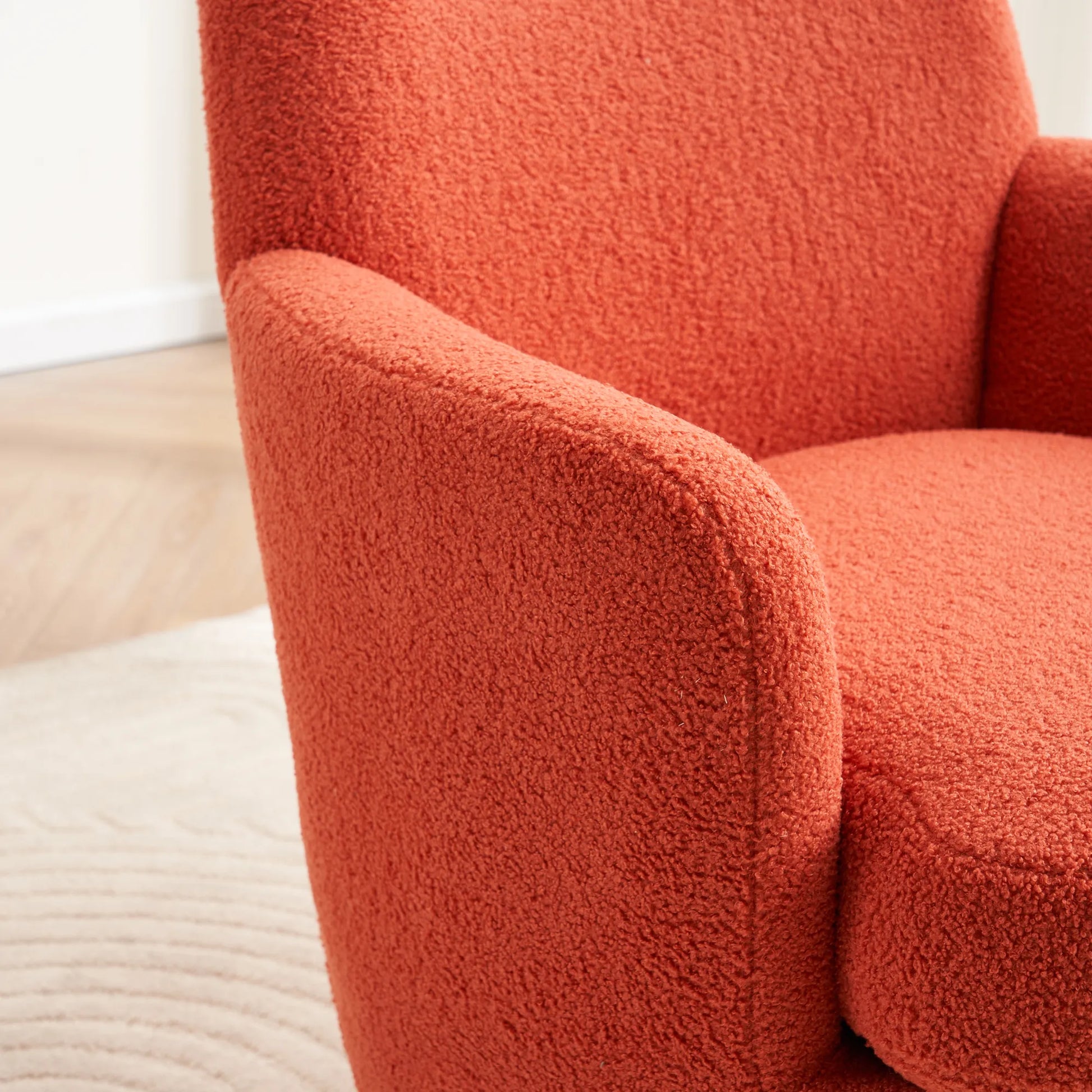 Teddy Swivel Barrel Chair, Accent Chairs with Gold Stainless Steel Base