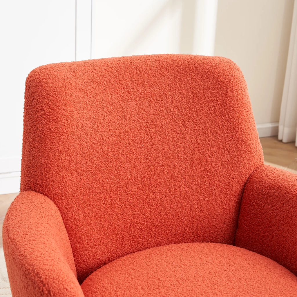 Teddy Swivel Barrel Chair, Accent Chairs with Gold Stainless Steel Base
