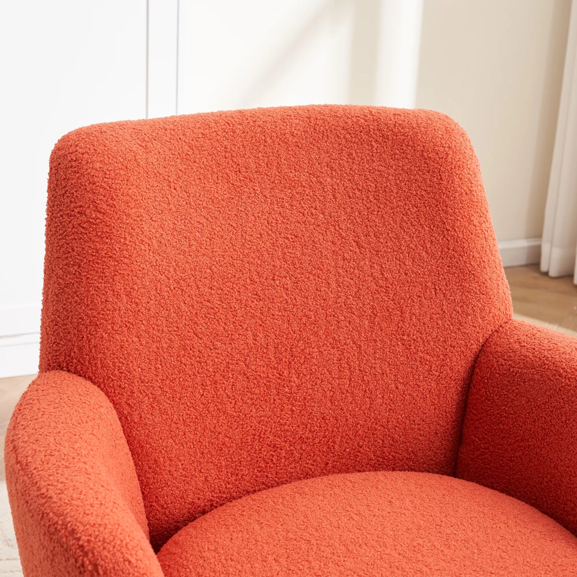 Teddy Swivel Barrel Chair, Accent Chairs with Gold Stainless Steel Base