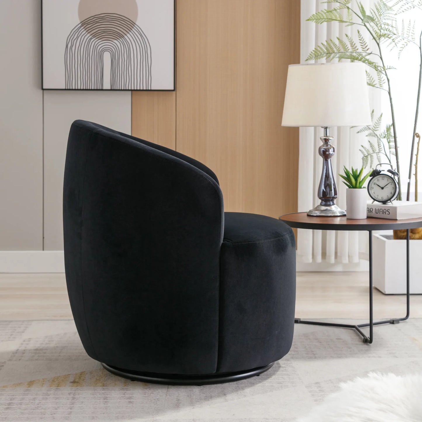 Teddy Fabric Upholstered Barrel Modern Swivel Accent Chair