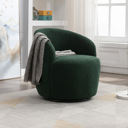 Teddy Fabric Upholstered Barrel Modern Swivel Accent Chair