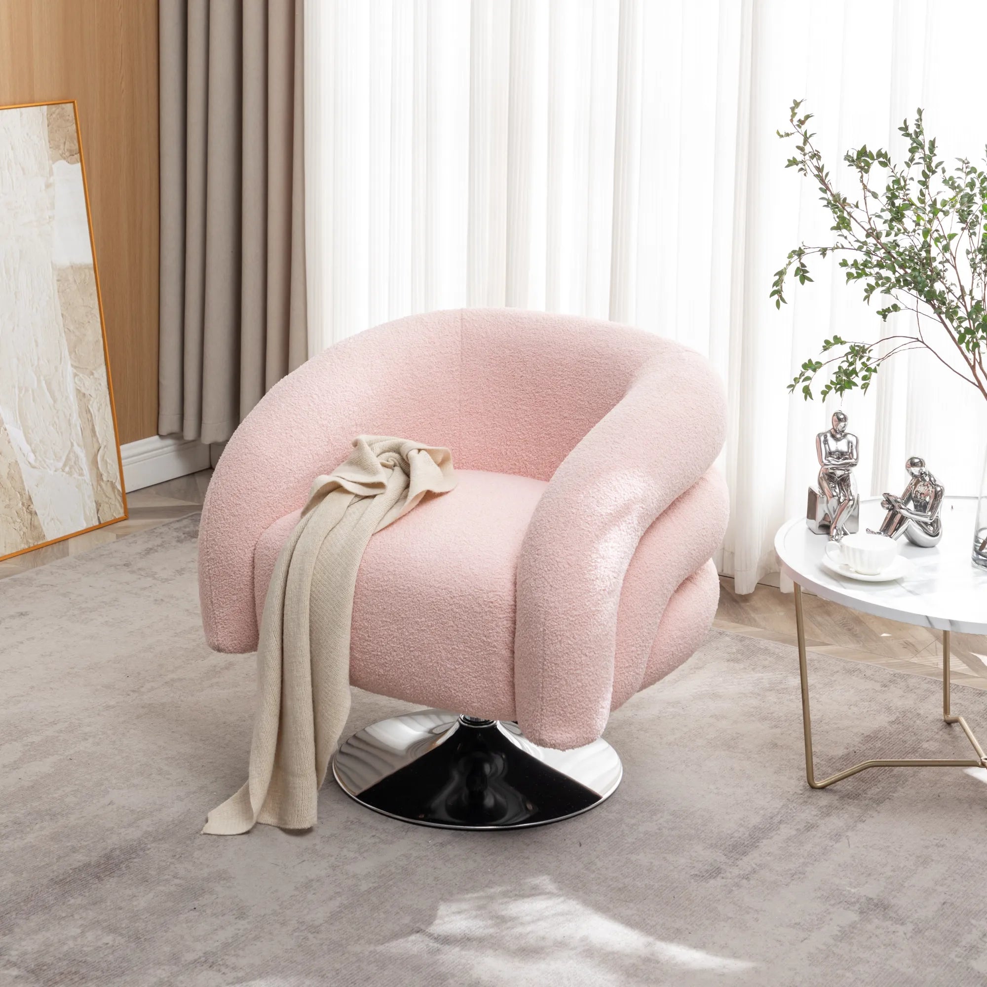 Teddy Fluffy Upholstered Modern Swivel Accent Chair