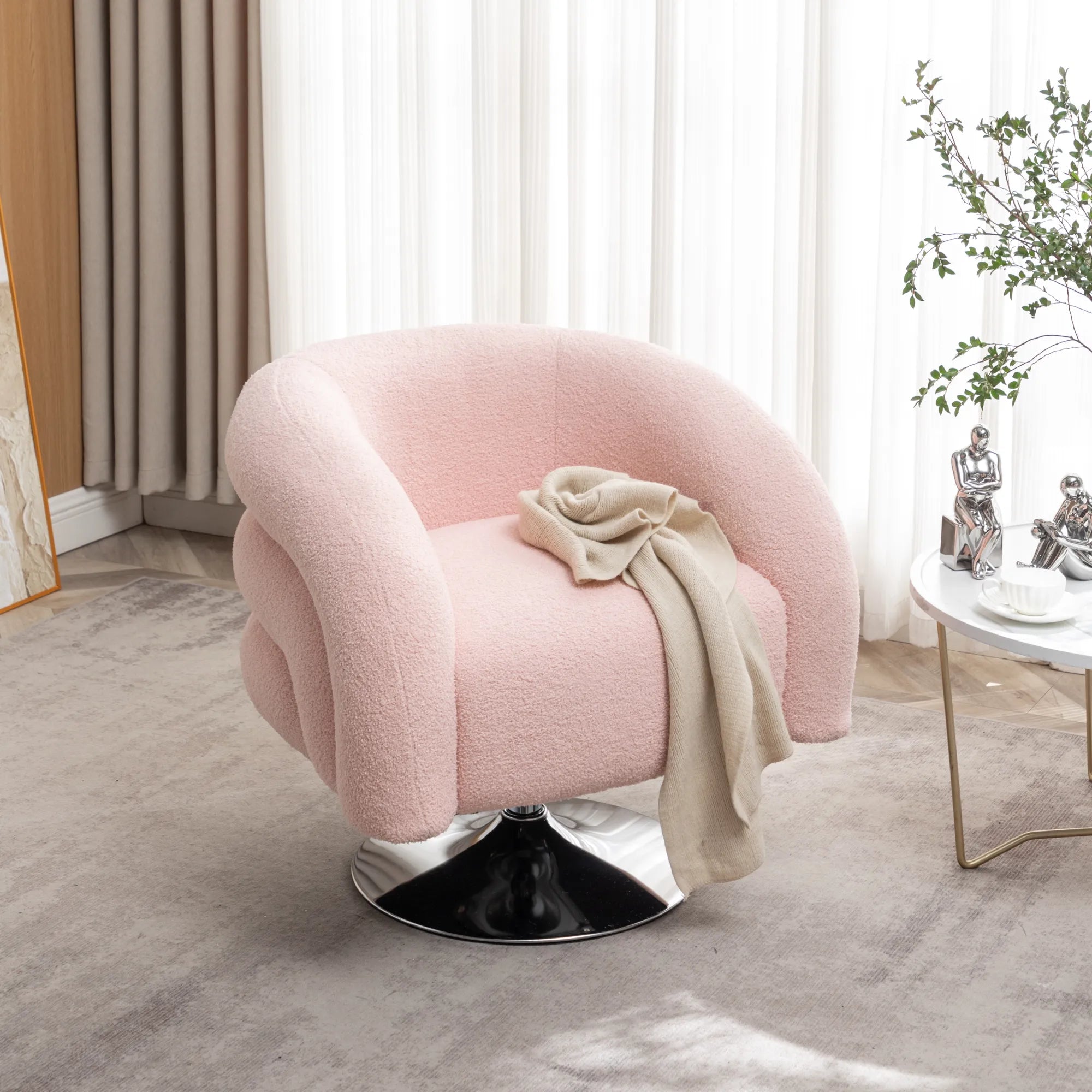 Teddy Fluffy Upholstered Modern Swivel Accent Chair