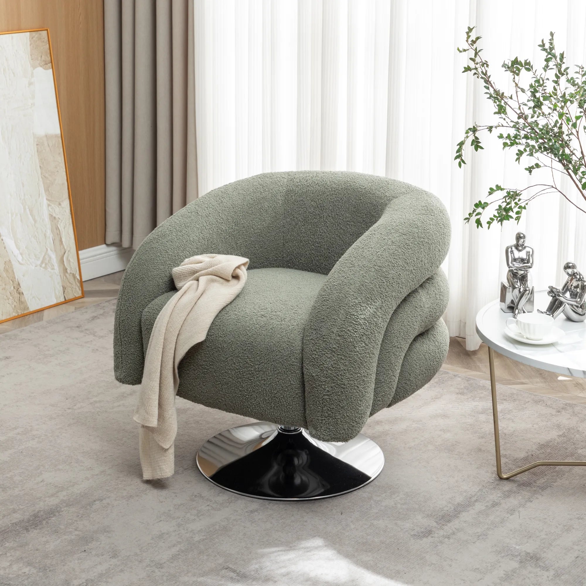 Teddy Fluffy Swivel Accent Chair for Living Room