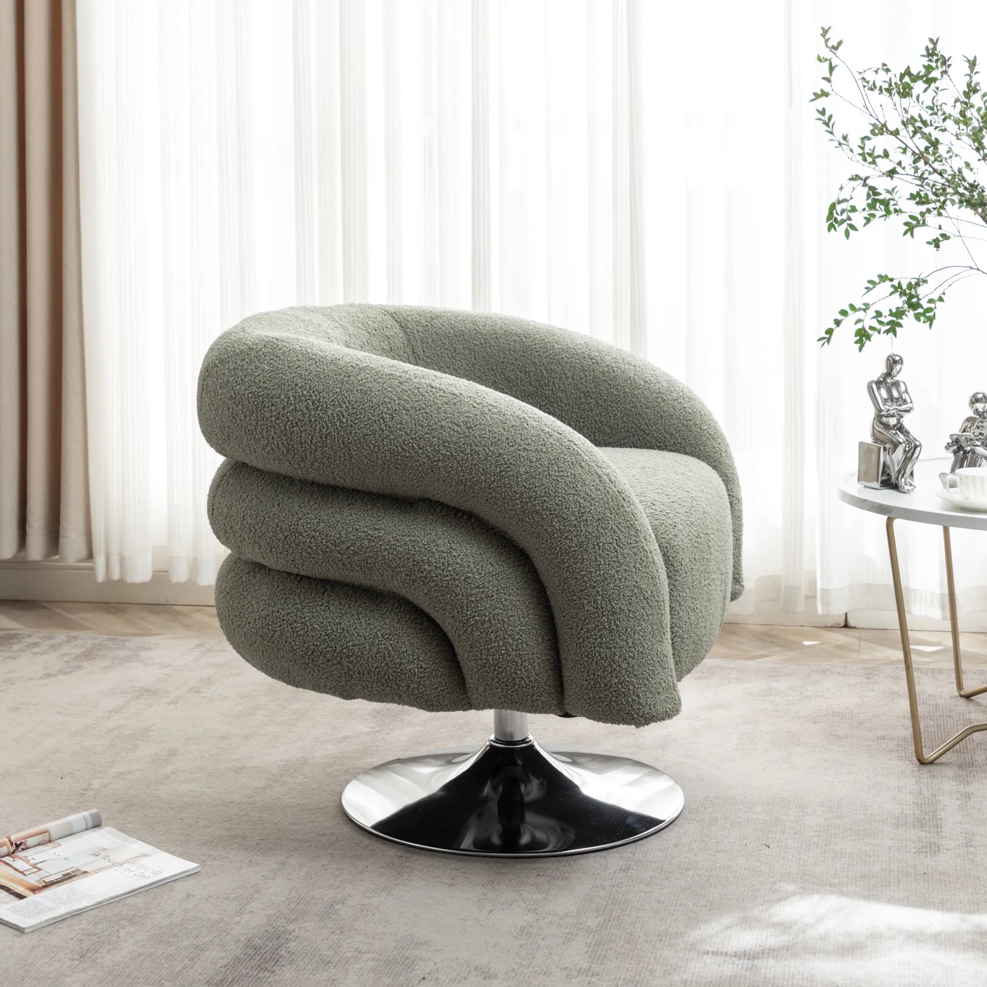 Teddy Fluffy Swivel Accent Chair for Living Room