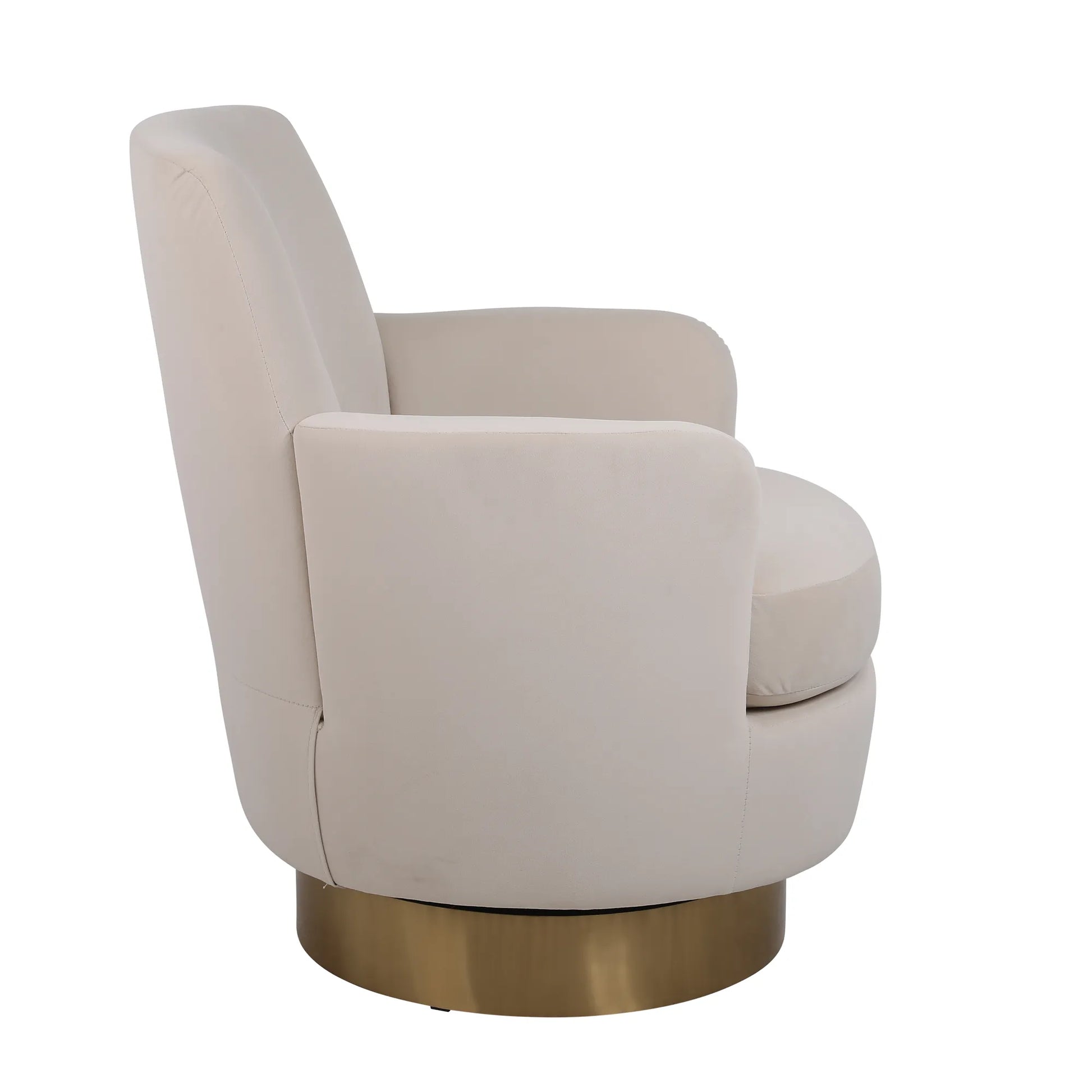Teddy Swivel Barrel Chair, Accent Chairs with Gold Stainless Steel Base