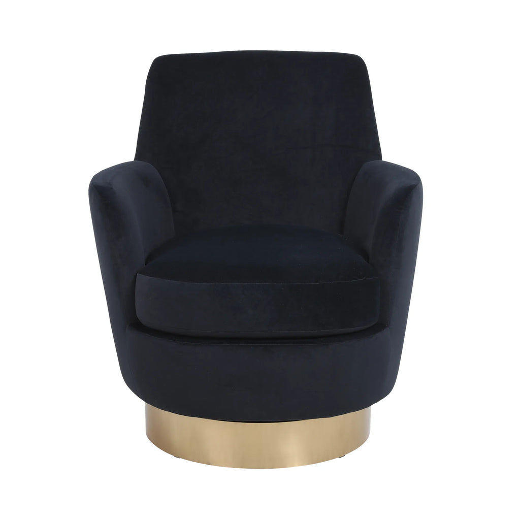 Teddy Swivel Barrel Chair, Accent Chairs with Gold Stainless Steel Base