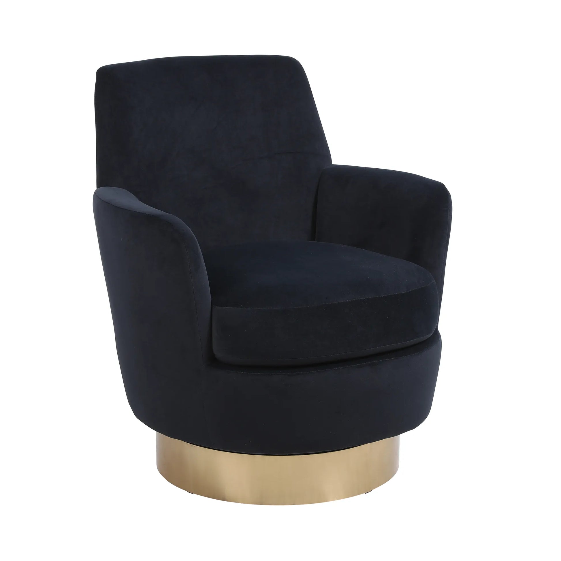 Teddy Swivel Barrel Chair, Accent Chairs with Gold Stainless Steel Base