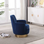 Teddy Swivel Barrel Chair, Accent Chairs with Gold Stainless Steel Base