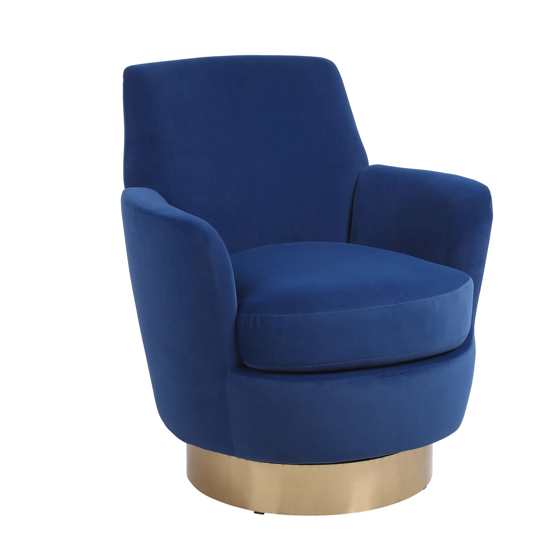 Teddy Swivel Barrel Chair, Accent Chairs with Gold Stainless Steel Base