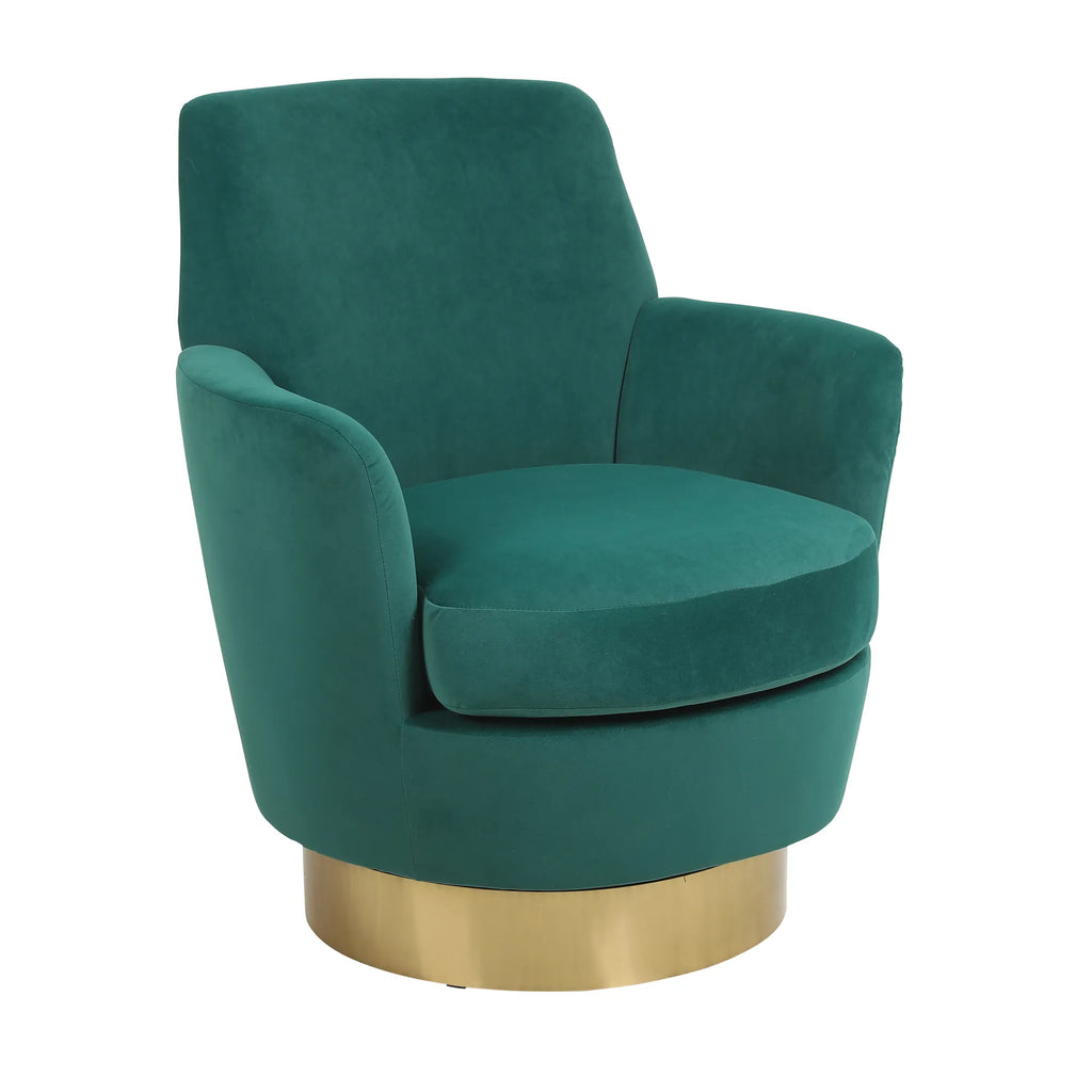 Teddy Swivel Barrel Chair, Accent Chairs with Gold Stainless Steel Base
