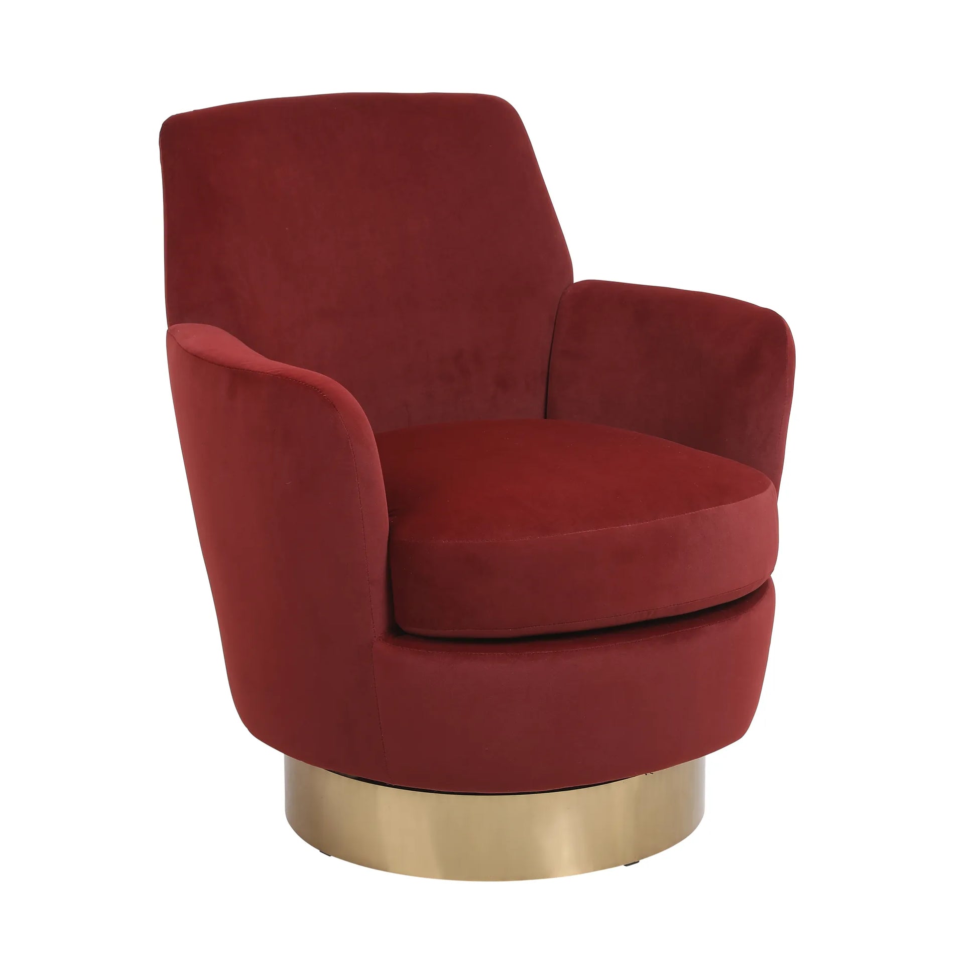 Teddy Swivel Barrel Chair, Accent Chairs with Gold Stainless Steel Base