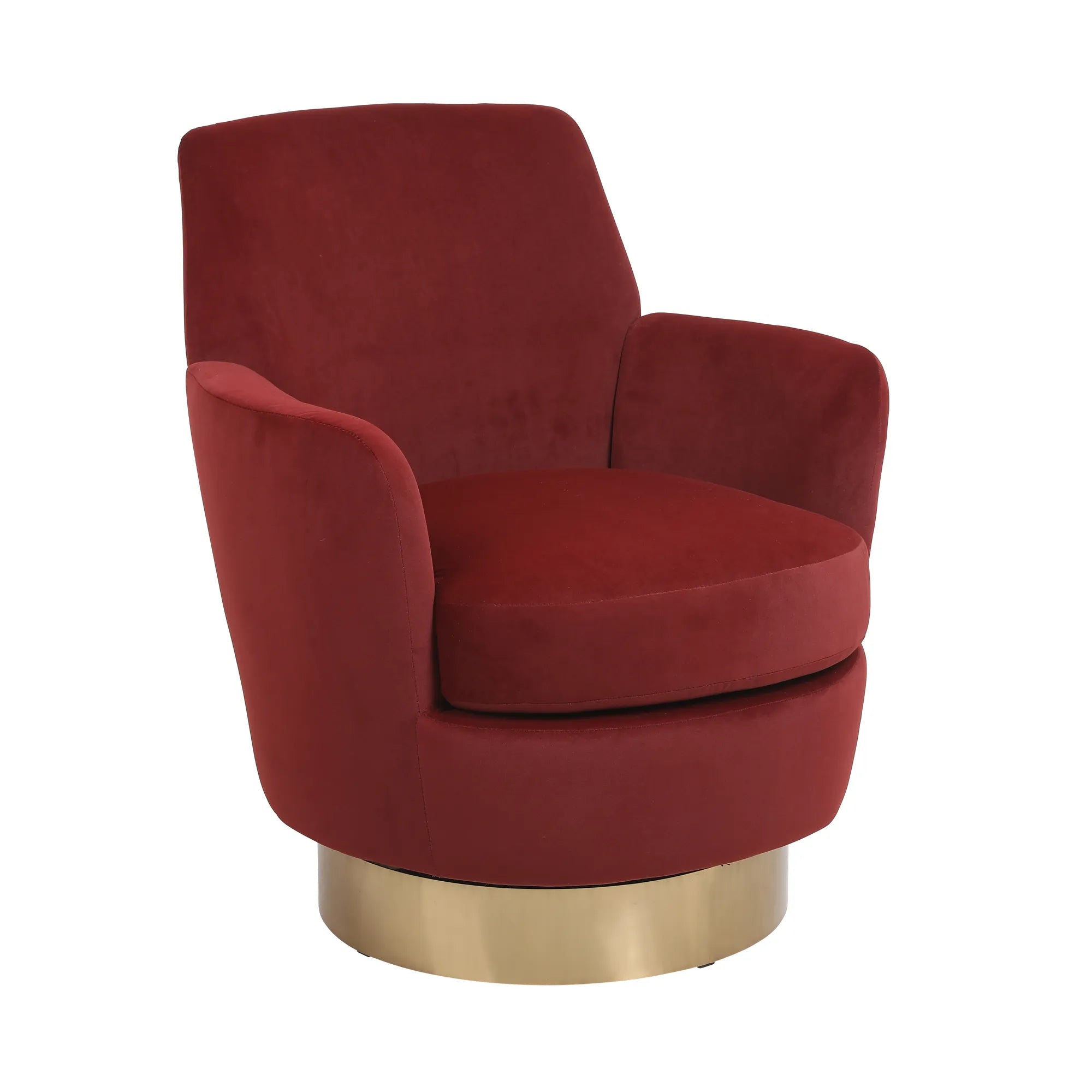 Teddy Swivel Barrel Chair, Accent Chairs with Gold Stainless Steel Base