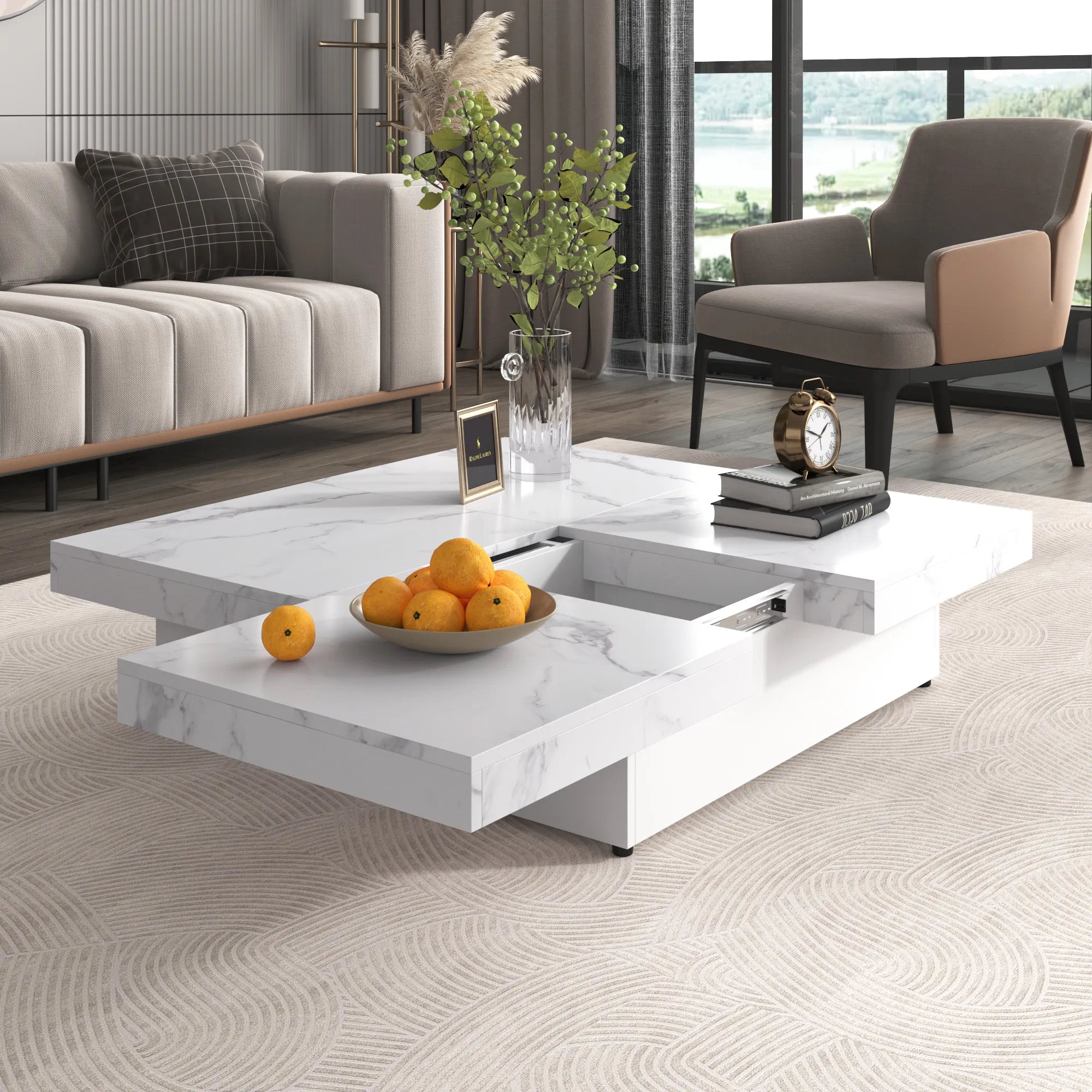 Transferable Modern Coffee Table with Sliding Top Storage