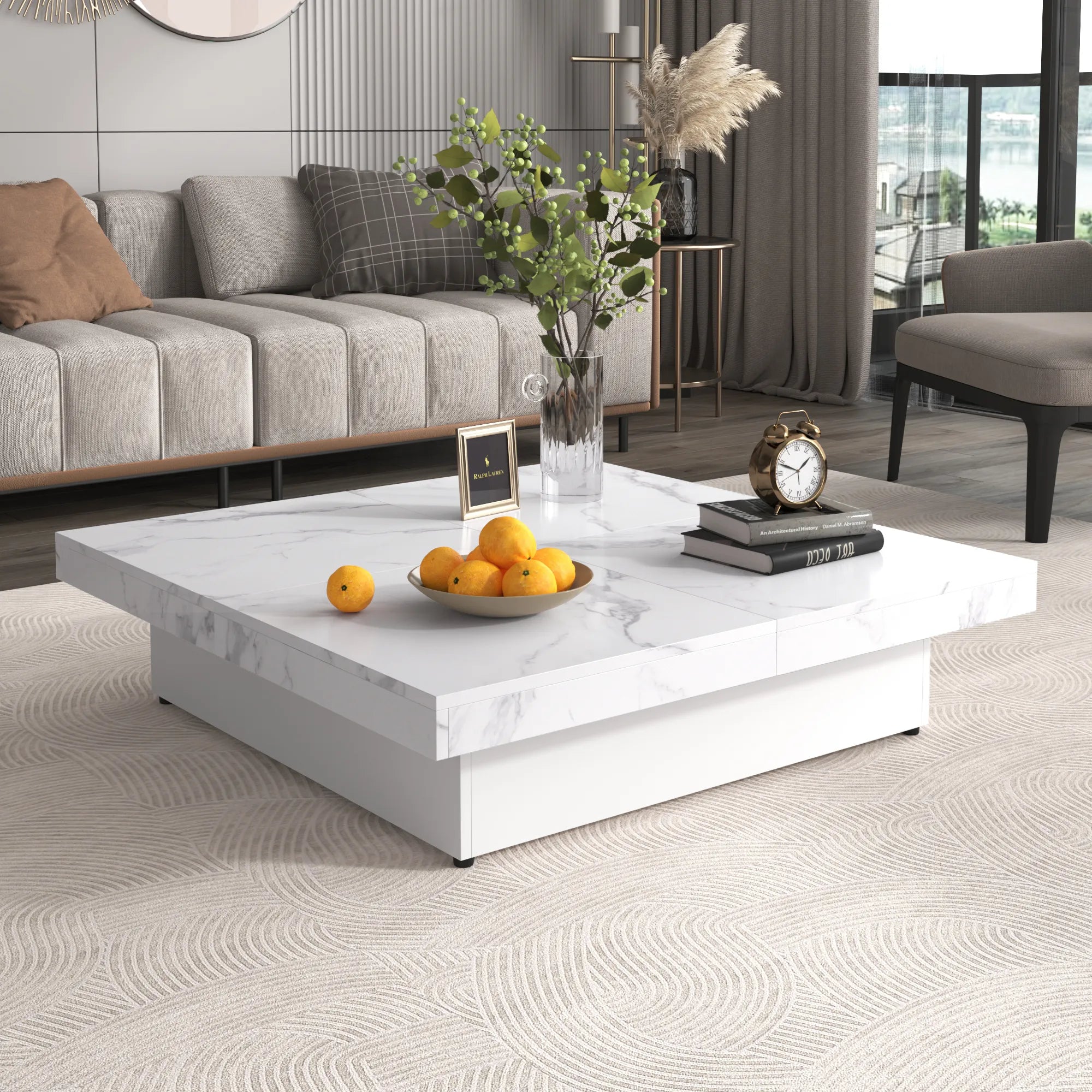 Transferable Modern Coffee Table with Sliding Top Storage
