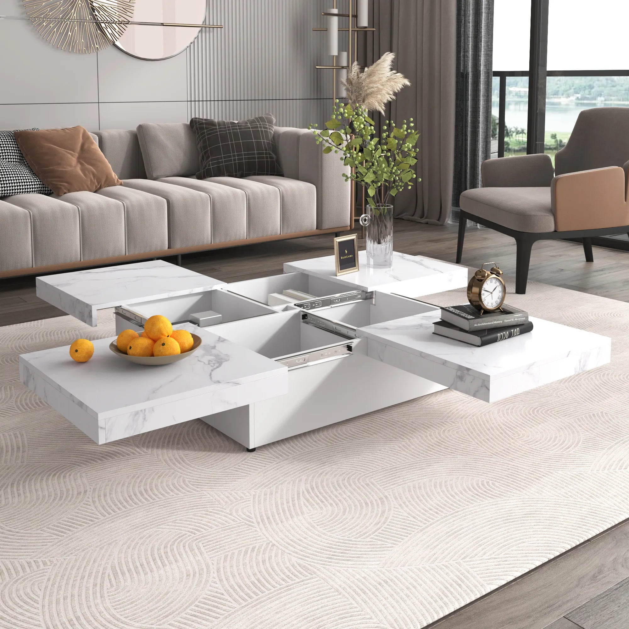 Transferable Modern Coffee Table with Sliding Top Storage