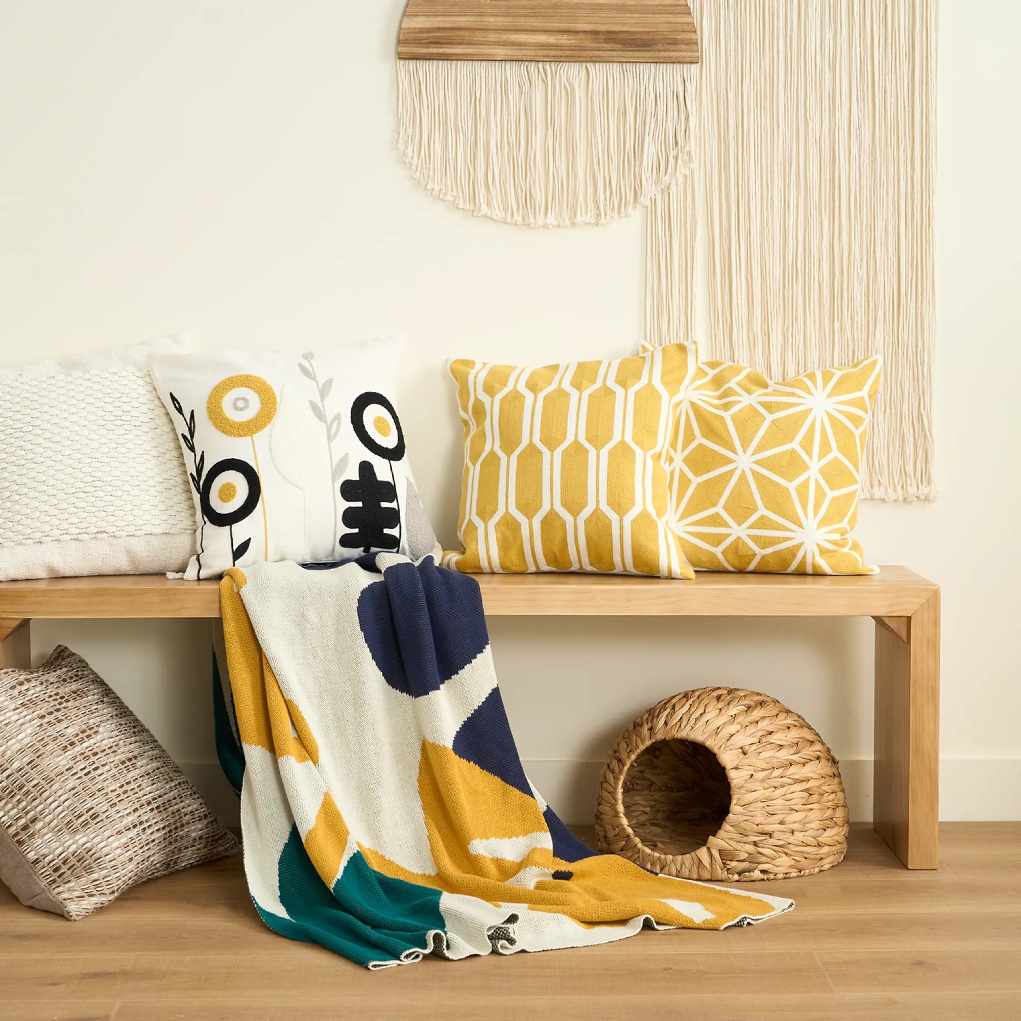 Tufted Blossoms Throw Pillow Cover