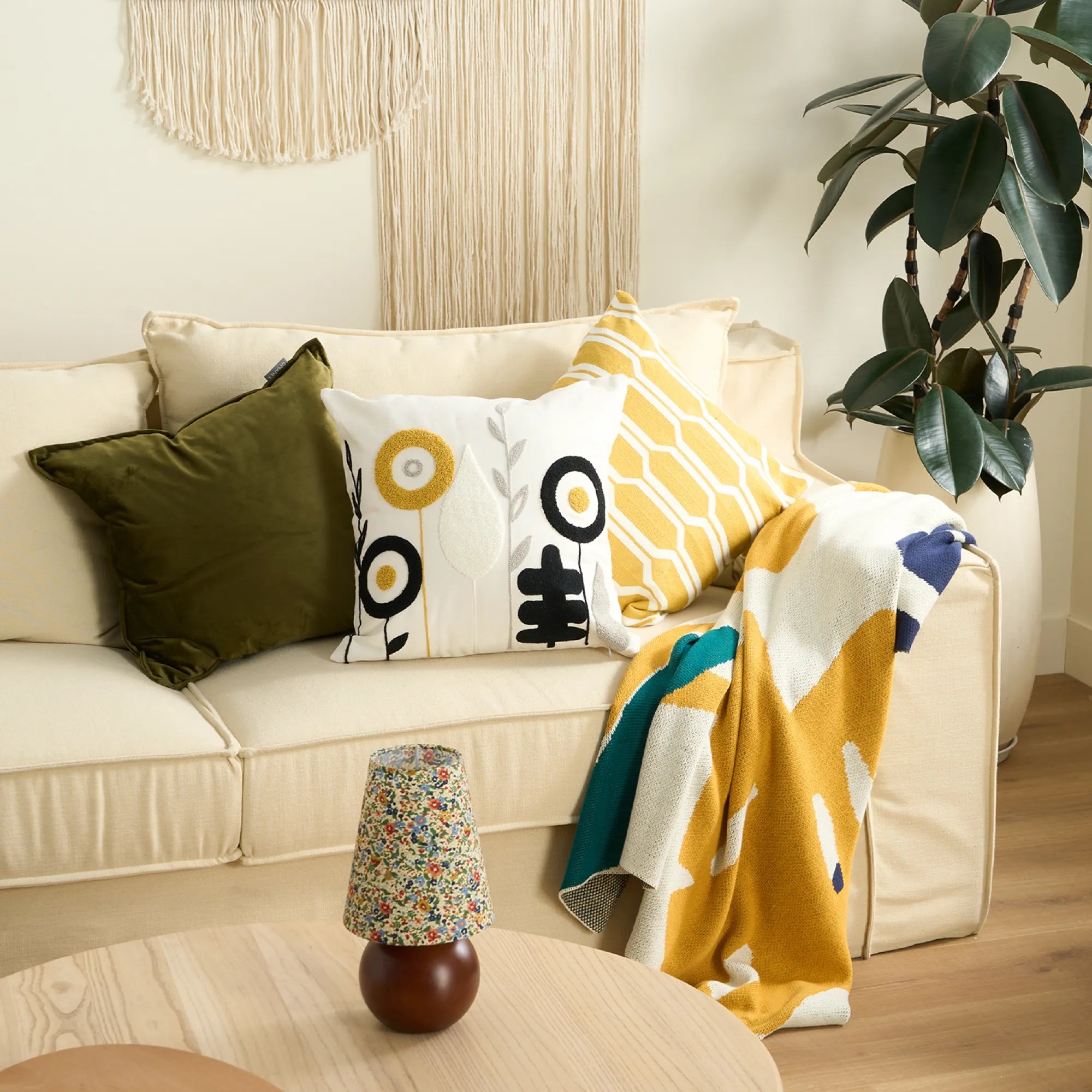 Tufted Blossoms Throw Pillow Cover