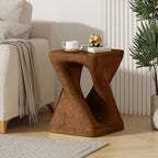 Twist Shape Faux Wood End Table with Natural Grain Texture