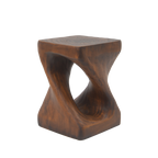 Twist Shape Faux Wood End Table with Natural Grain Texture