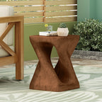 Twist Shape Faux Wood End Table with Natural Grain Texture